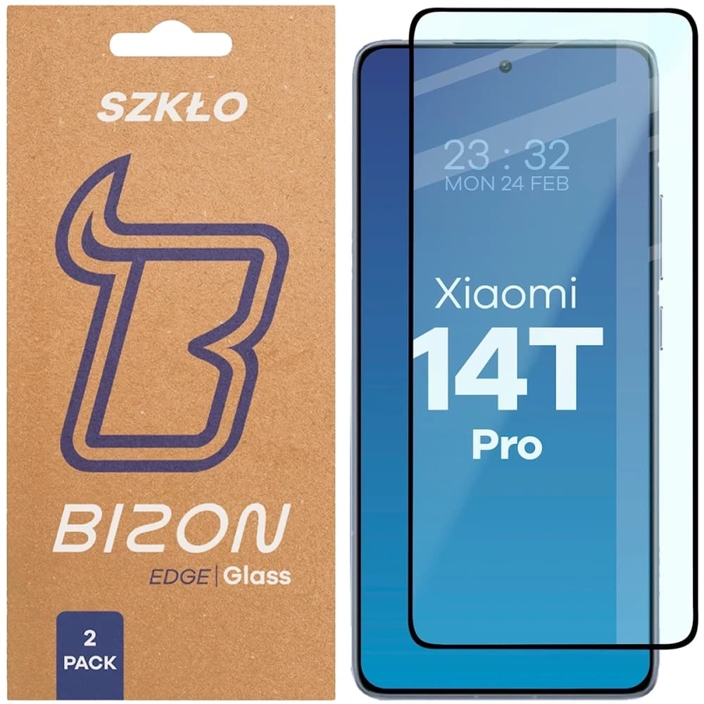 Bizon Glass Edge Duo Xiaomi 14T Pro fekete keret [2 CSOMAG] - 1