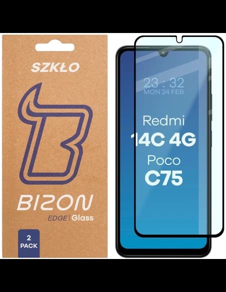 Bizon Glass Edge Duo Xiaomi Redmi 14C 4G / POCO C75 schwarzer Rahmen [2 PACK]