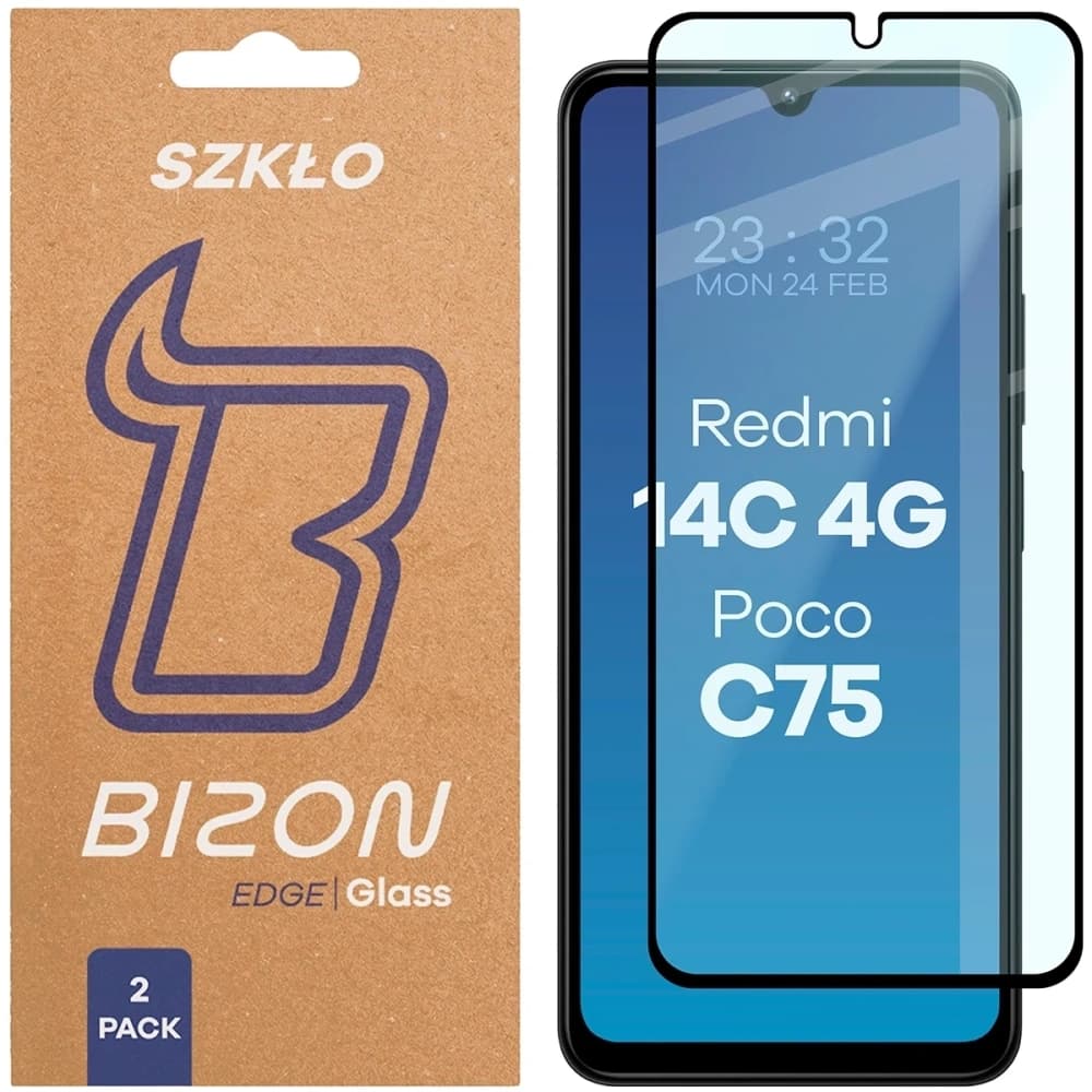 Bizon Glass Edge Duo Xiaomi Redmi 14C 4G / POCO C75 schwarzer Rahmen [2 PACK] - 1