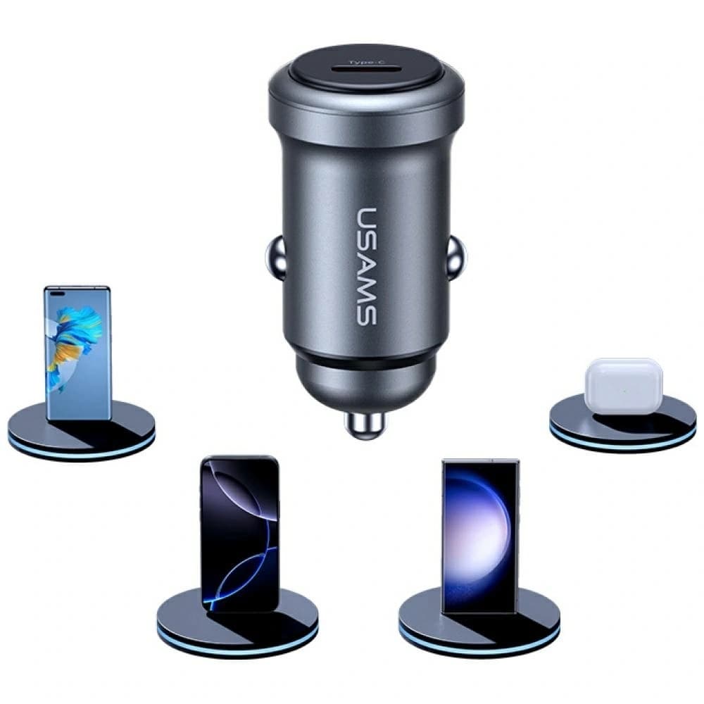 USAMS CC321 Alumínium 30W USB-C PD Autós Töltő oxidáció - 3