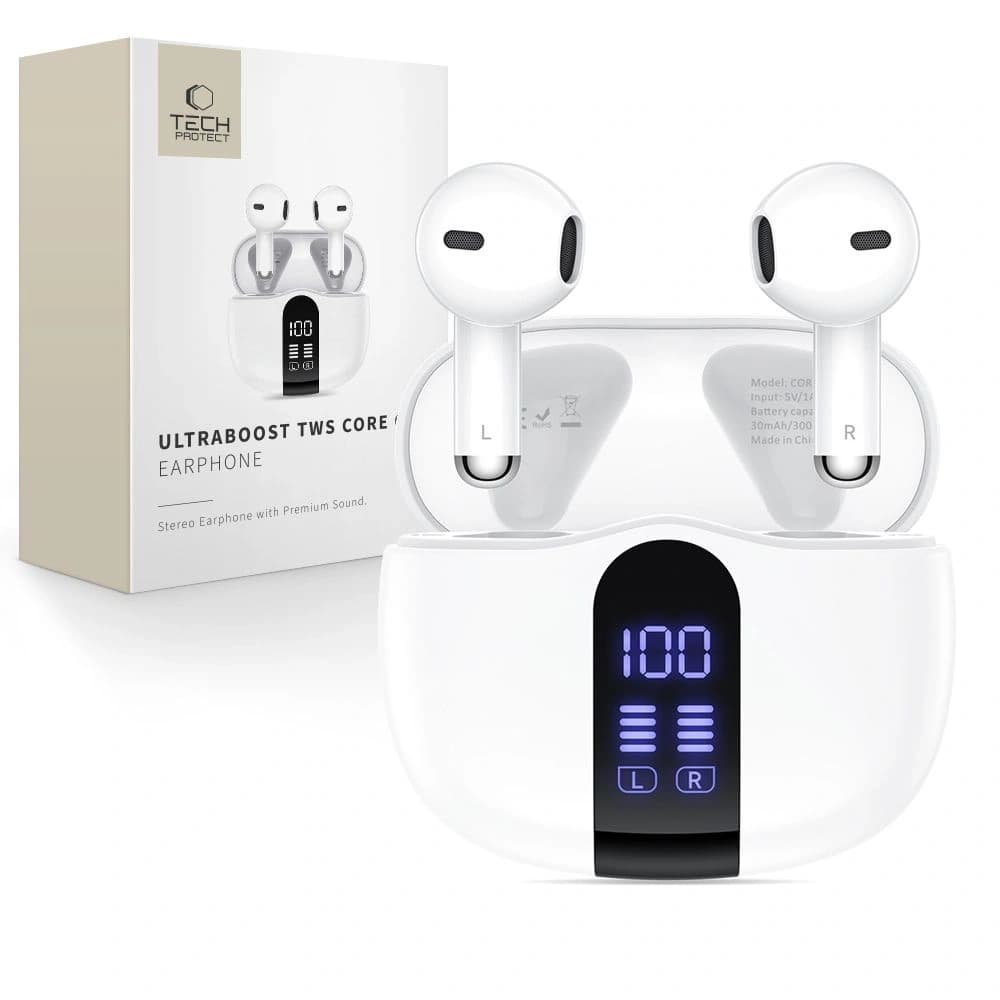 Tech-Protect Ultraboost TWS Fülhallgató Core G2 Fehér - 1