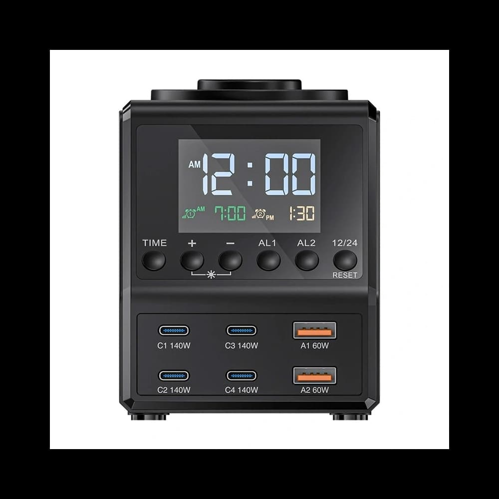 Blitzwolf BW-FW10 Budík s bezdrátovou nabíječkou 2xUSB-A 60W, 4xUSB-C 120W, pro telefon, hodinky - 4