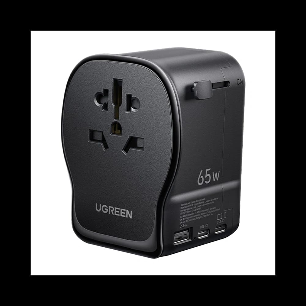Uniwersalny adapter podróżny / ładowarka sieciowa Ugreen S550, 65W, 2x USB-C, 1x USB-A - 1