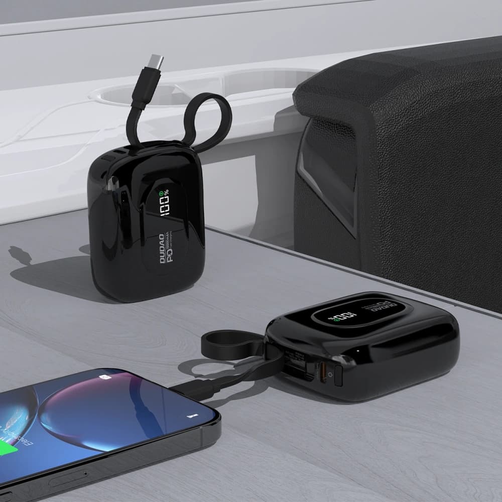 Powerbank Dudao K32 10000 mAh z wbudowanym kablem USB-C/Lightning - czarny - 4