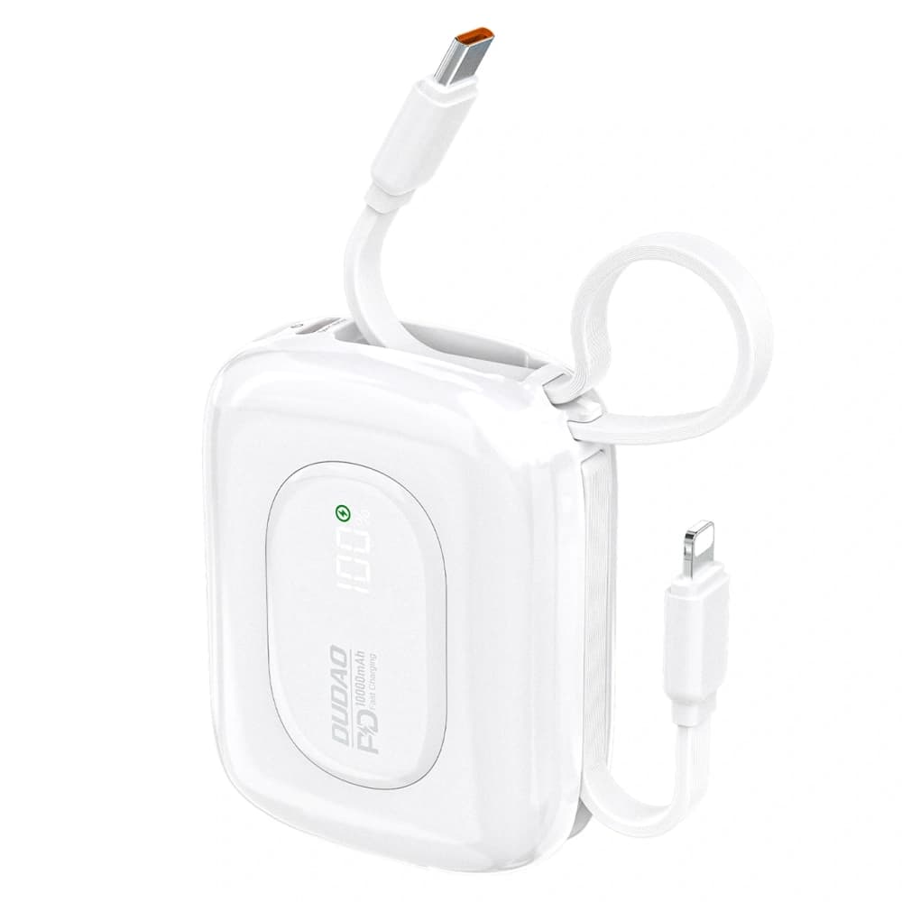 Powerbank Dudao K32 10000 mAh z wbudowanym kablem USB-C/Lightning - biały - 1