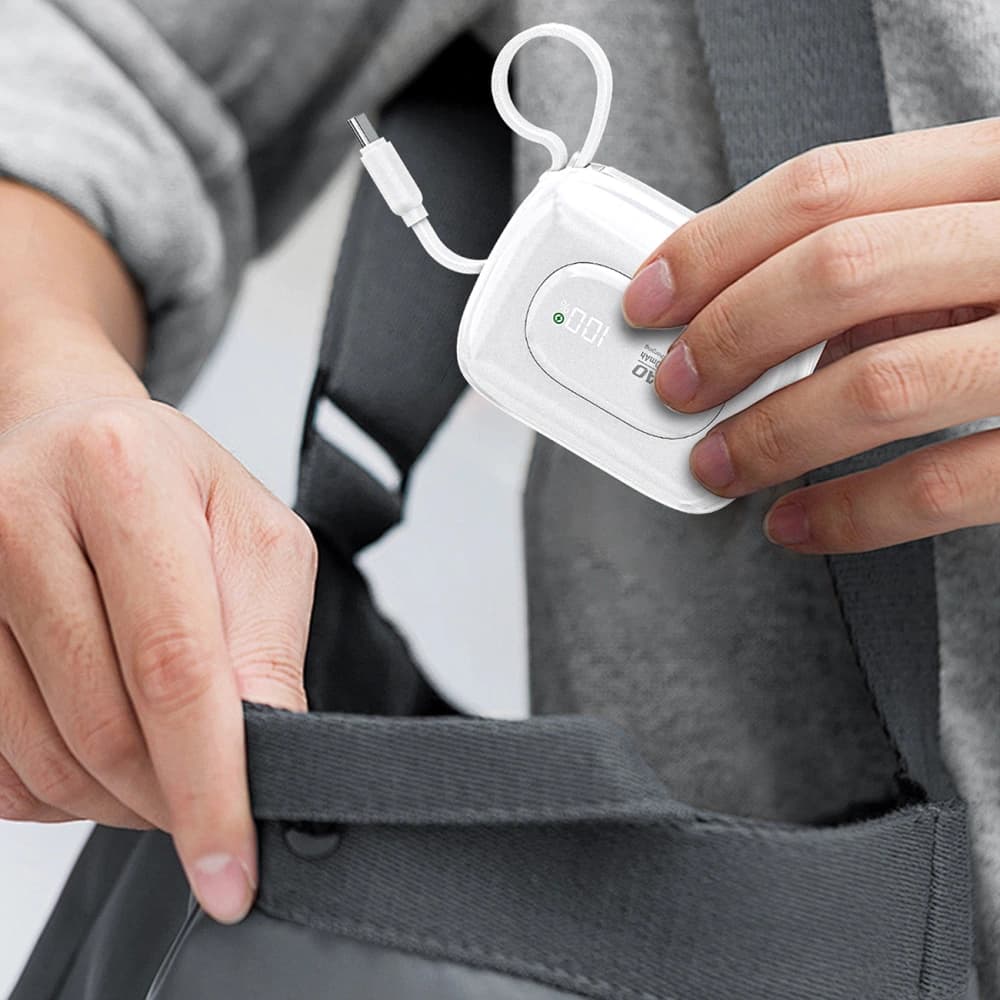 Powerbank Dudao K32 10000 mAh z wbudowanym kablem USB-C/Lightning - biały - 3