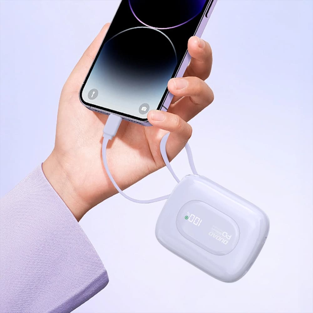 Powerbank Dudao K32 10000 mAh z wbudowanym kablem USB-C/Lightning - fioletowy - 2