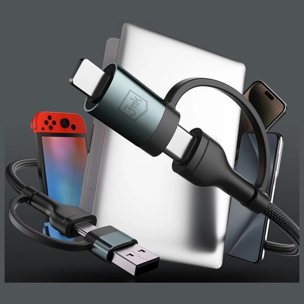 Kabel 3MK Hyper Cable N-SERIES           USB-A/USB-C do USB-C/Lightning 1.2m 9V/2A 60W - 3