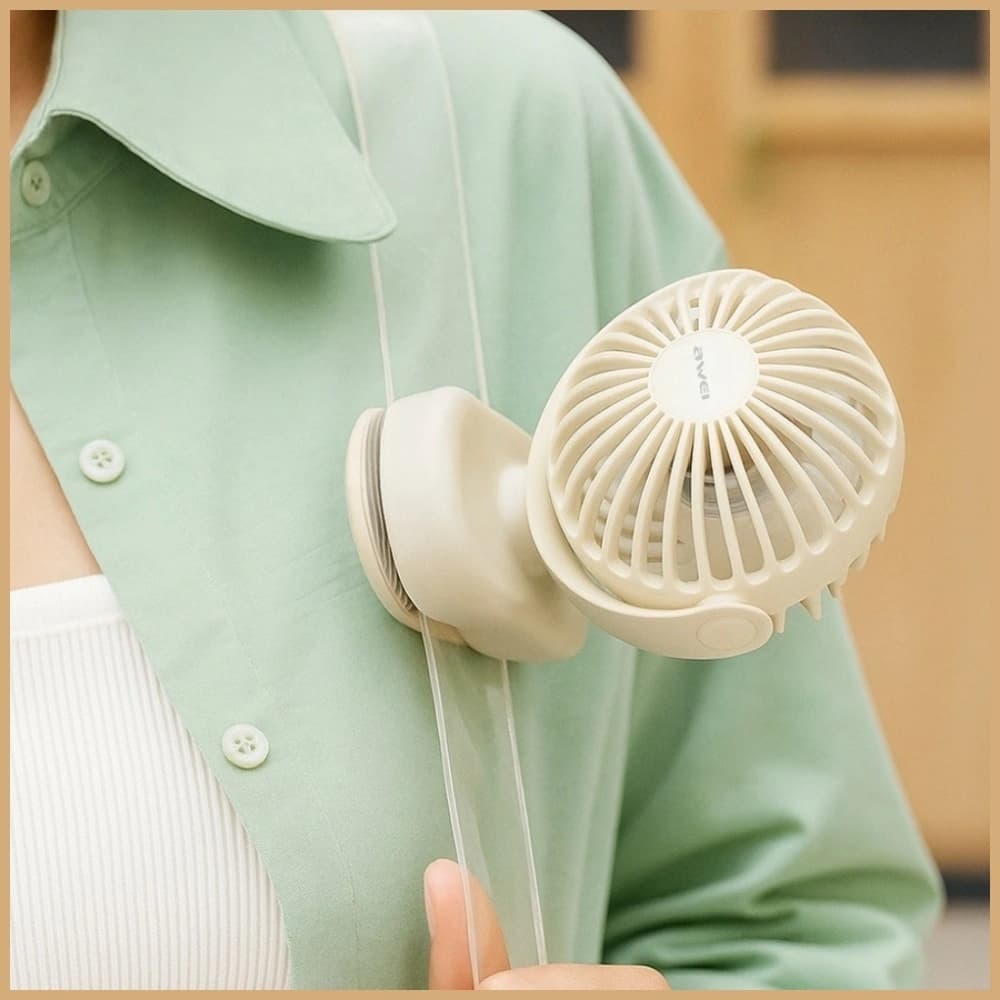 Mini Wiatrak biurkowy AWEI F45 z klipsem 1200mAh biały - 6