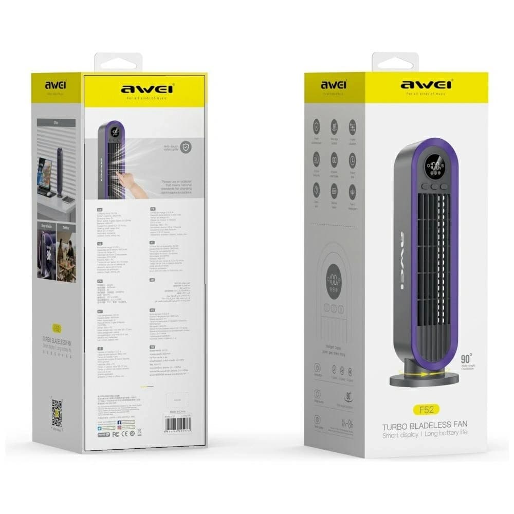 Wiatrak kolumnowy AWEI F52 3600mAh szary - 2