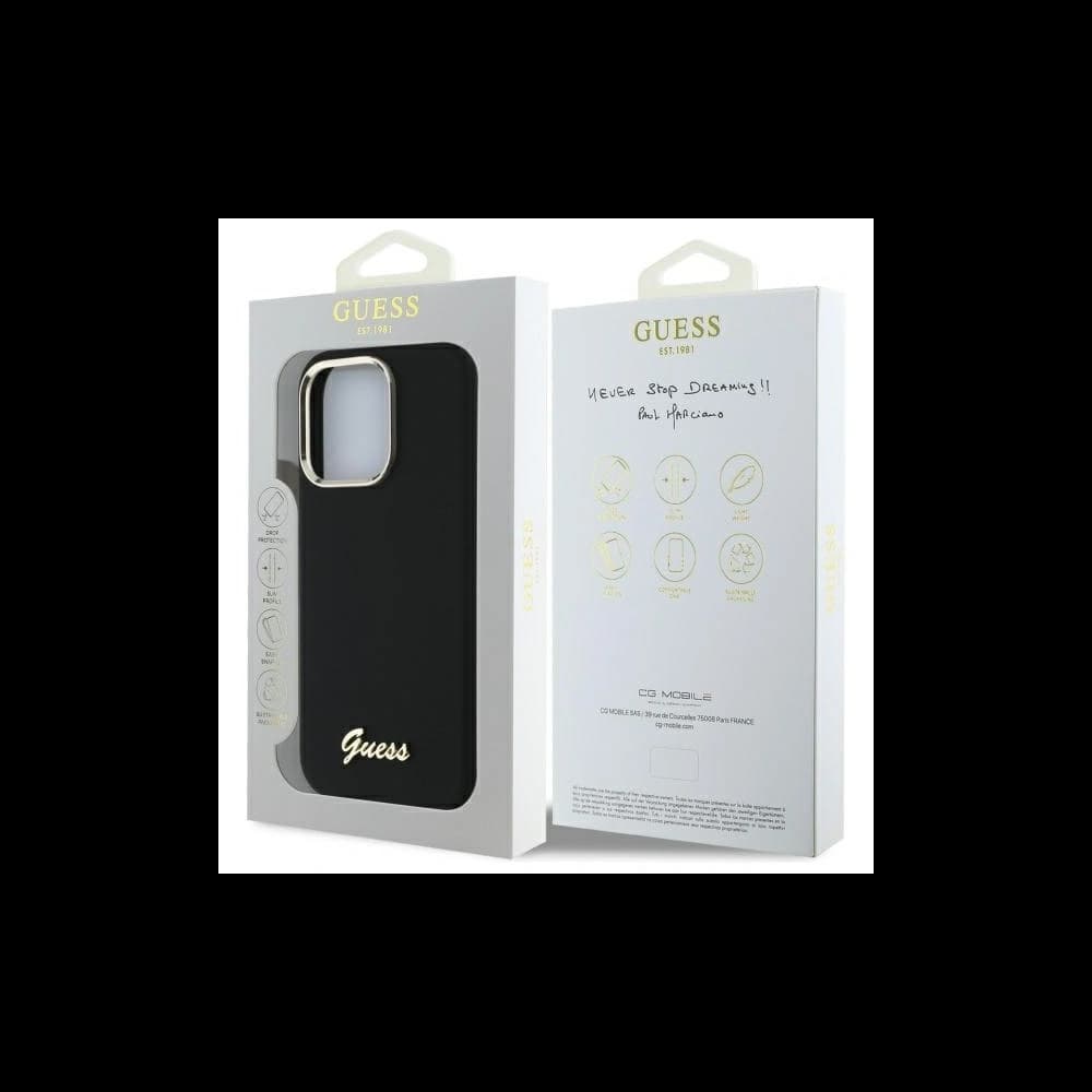 Guess Apple iPhone 16 Pro hardcase Silicone Script Metal Logo & Frame black - 8