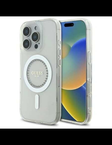 Guess Apple iPhone 16 Pro Max hardcase IML Rhinestones MagSafe white