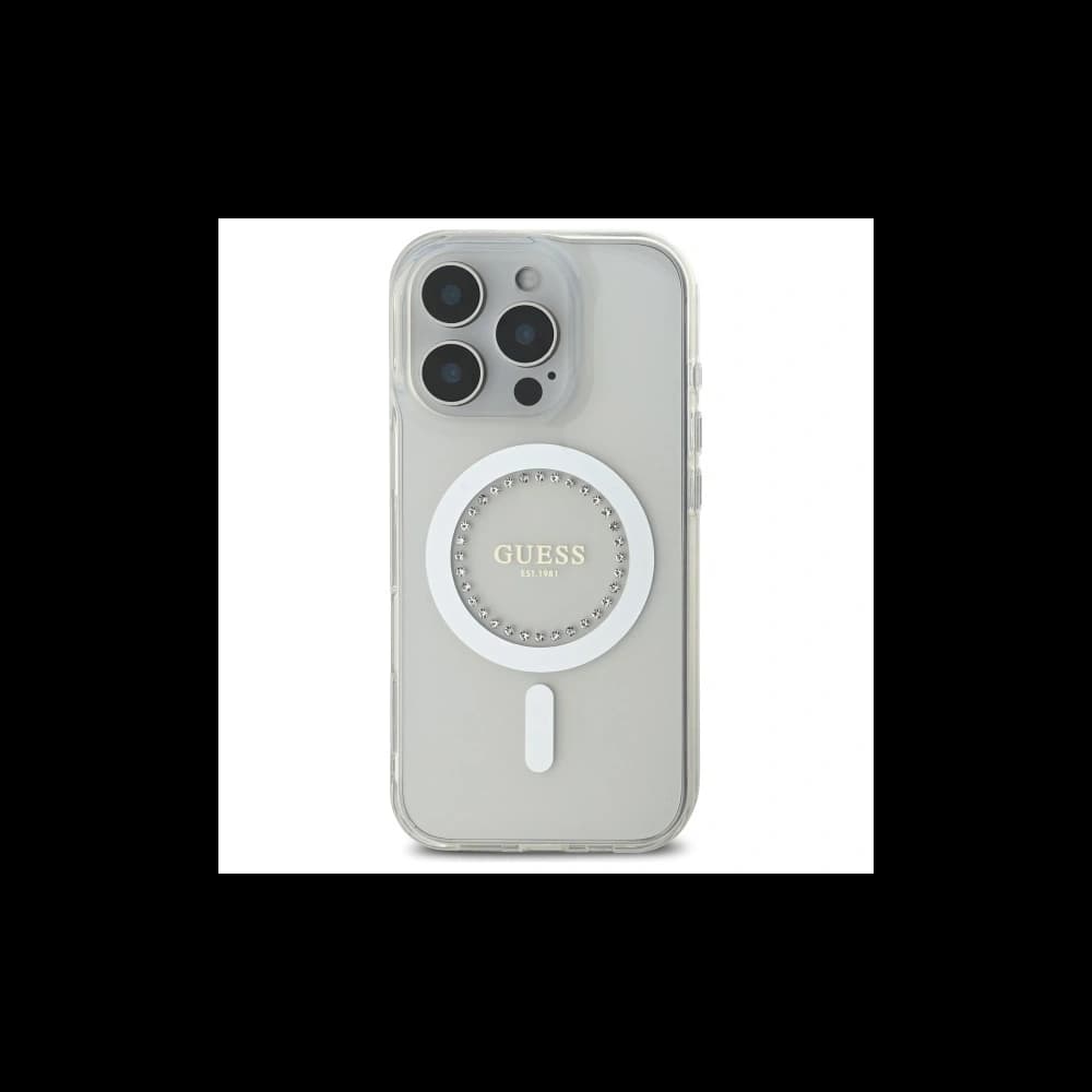Guess Apple iPhone 16 Pro Max hardcase IML Rhinestones MagSafe white - 3
