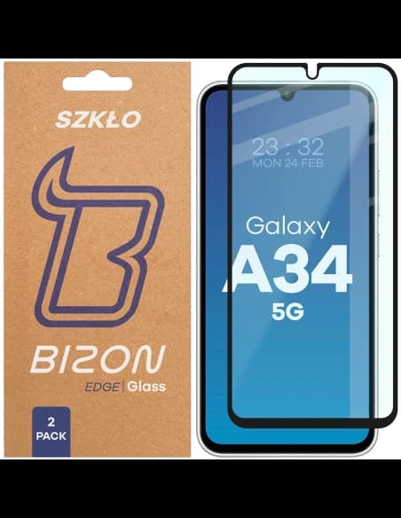 Bizon Glass Edge Duo Samsung Galaxy A34 5G black frame [2 PACK]