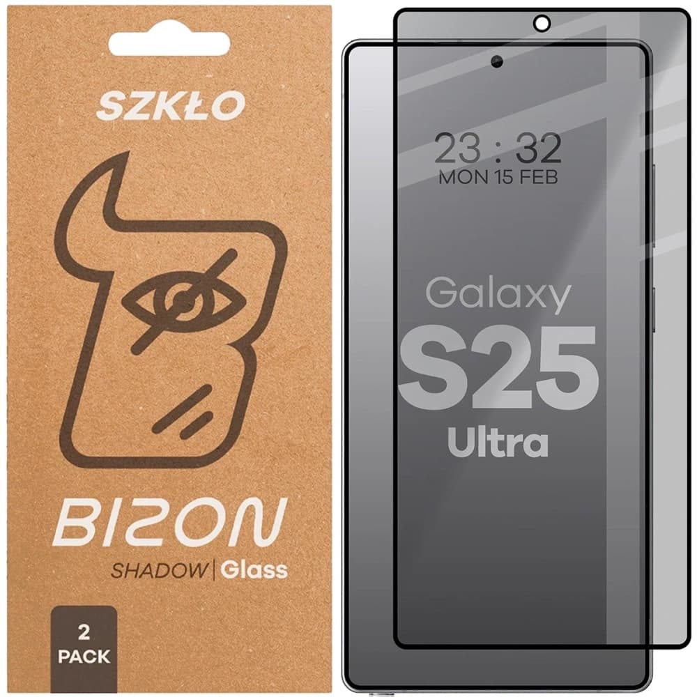Bizon Glass Edge Shadow Duo Samsung Galaxy S25 Ultra tinted with a black frame [2 PACK] - 1