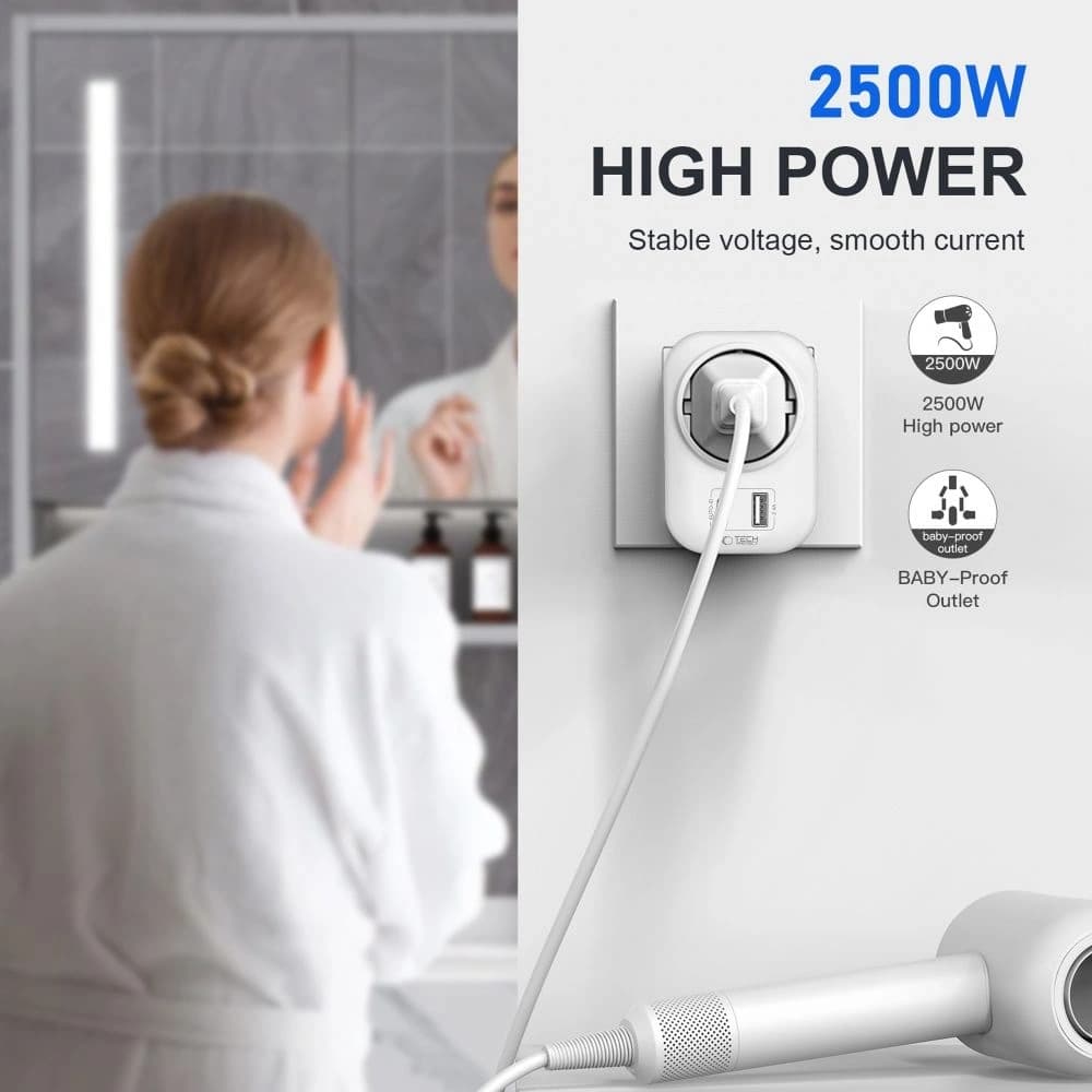 Tech-Protect TA100 Utazó Adapter UK / EU Fehér - 4