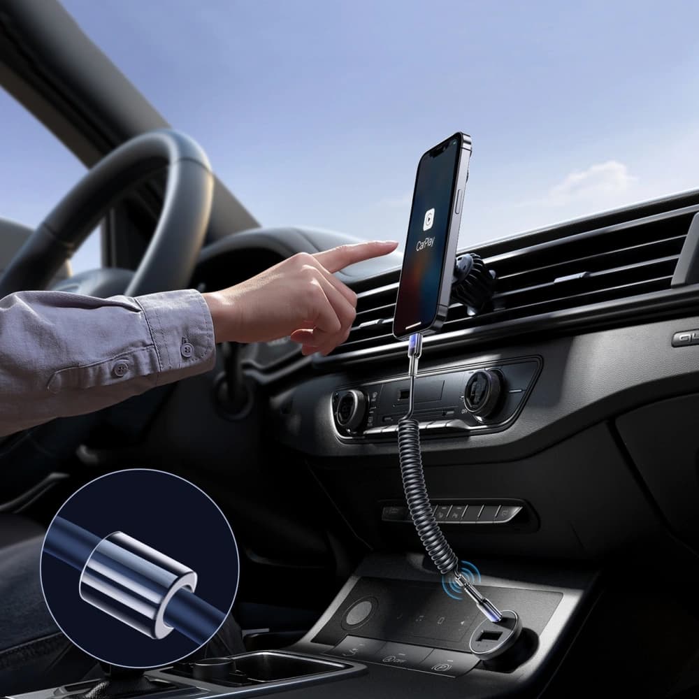 [CR] Joyroom S-A43 Crystal-Clear sorozat 30W USB-C / Lightning 1,5m fekete spirál kábel - 4