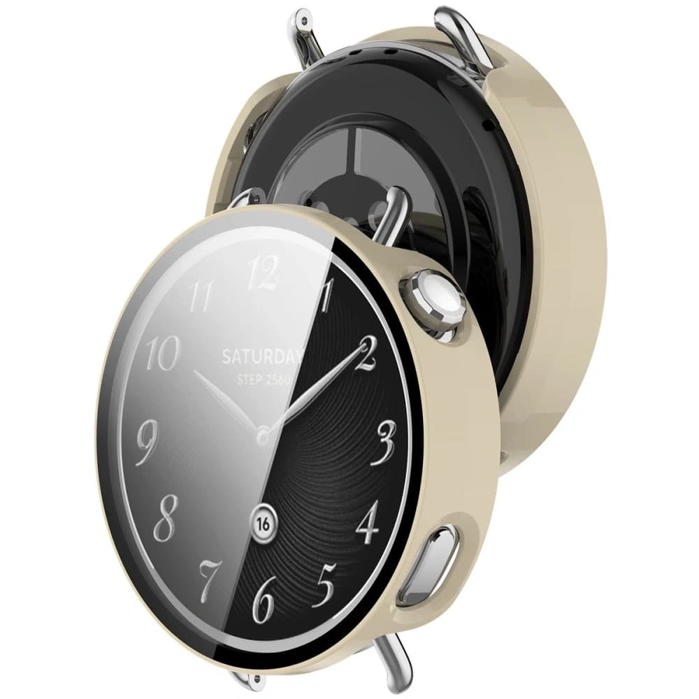 Bizon Case+Glas Uhr Xiaomi Watch S4 41mm beige