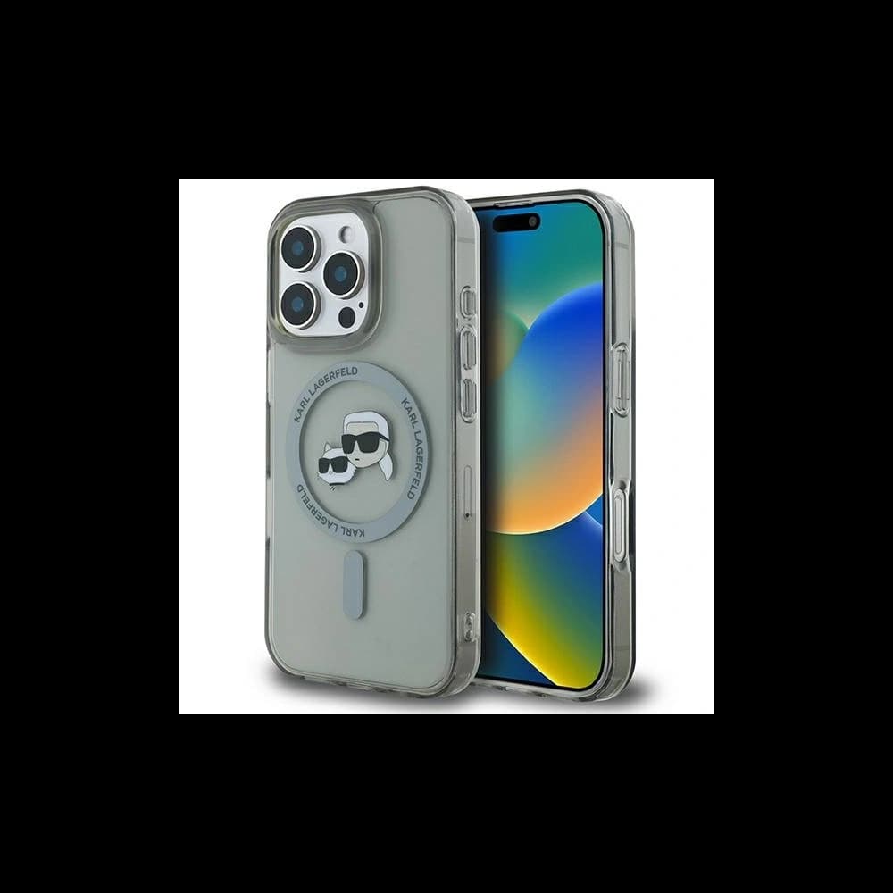 Karl Lagerfeld Apple iPhone 16 Pro hardcase IML Metal Karl&Choupette Head MagSafe negru