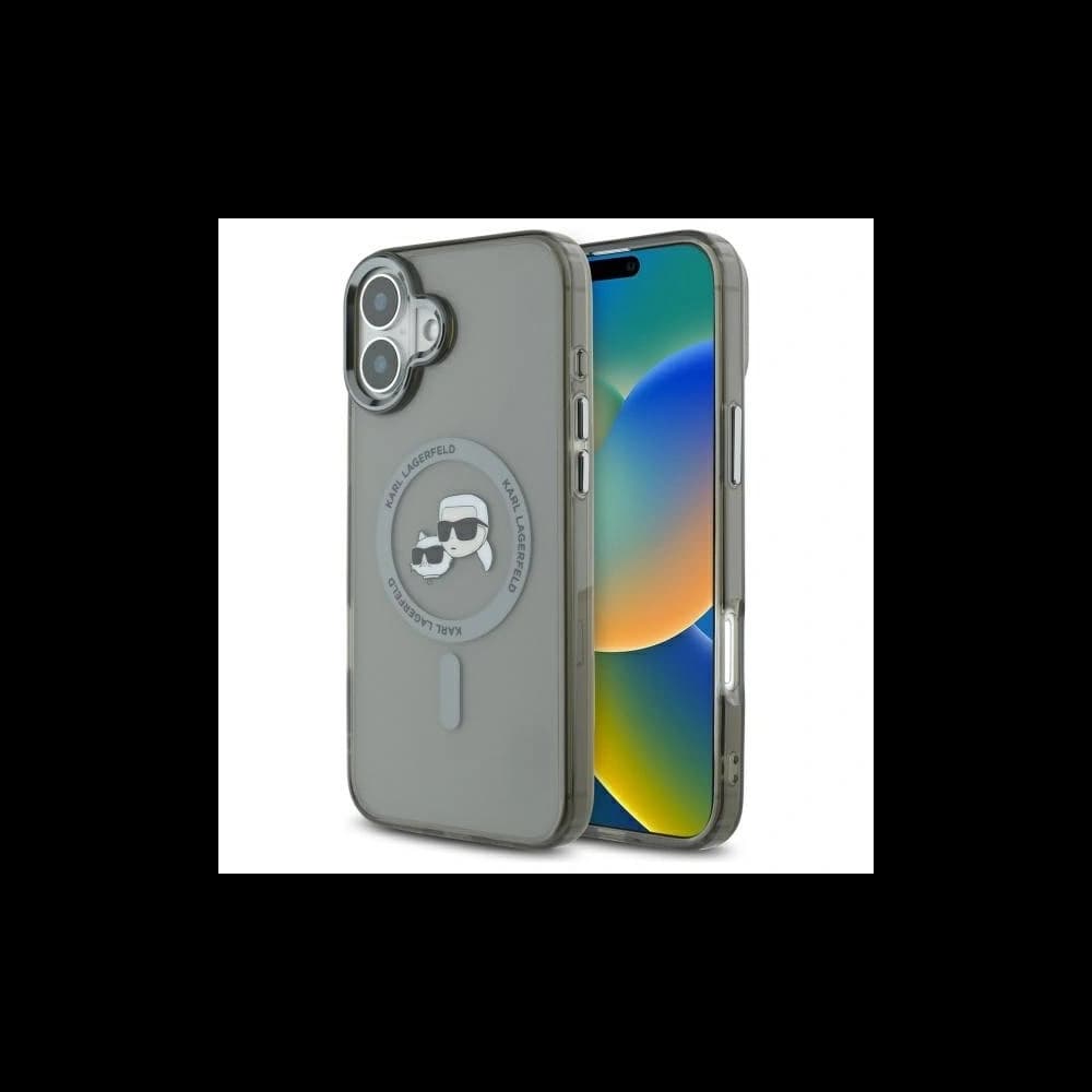 Karl Lagerfeld Apple iPhone 16 Plus hardcase IML Metal Karl&Choupette Head MagSafe negru