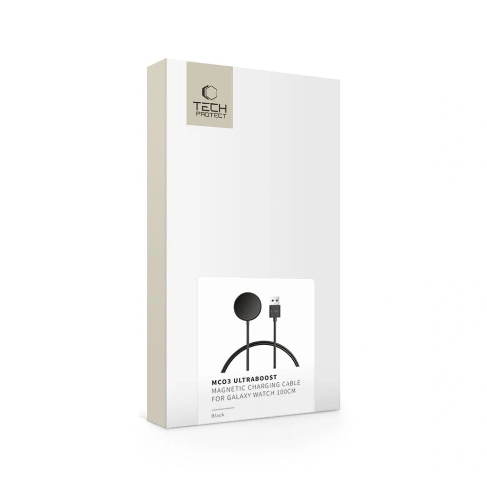 Tech-Protect MC03 Ultraboost Magnetisches Lade-USB-A-Kabel 100 cm für Samsung Galaxy Watch Schwarz - 4