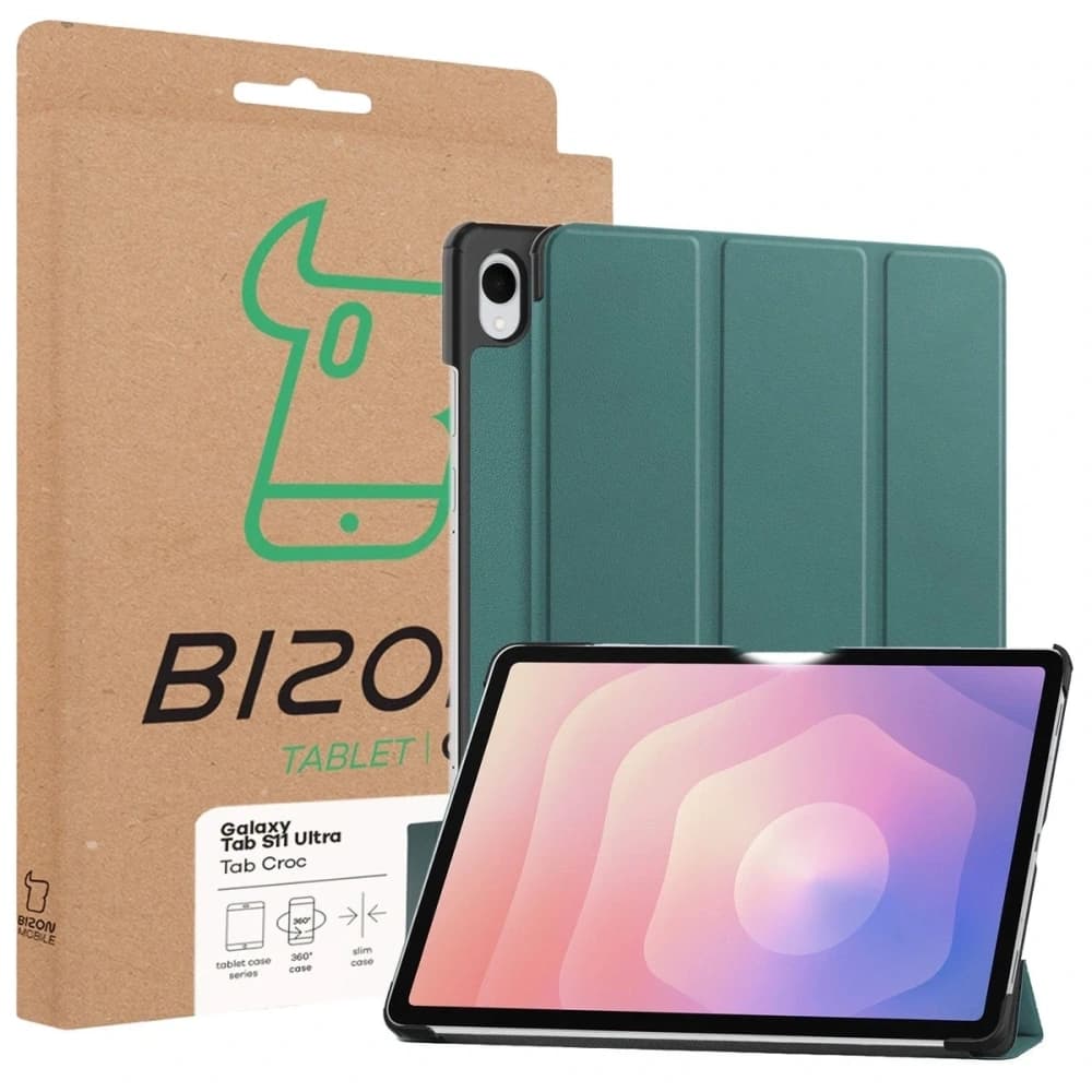 Bizon Case Tab Croc Samsung Galaxy Tab S11 Ultra sötétzöld - 8