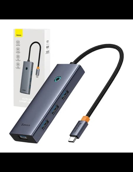 Baseus UltraJoy HUB 5v1 USB-C / HDMI4K@30Hz, 4xUSB-A 3.0 (šedá)