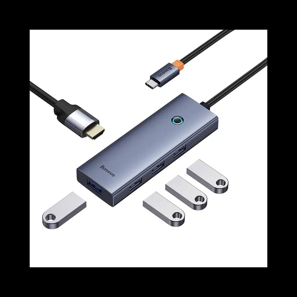 Baseus UltraJoy HUB 5v1 USB-C / HDMI4K@30Hz, 4xUSB-A 3.0 (šedá) - 5