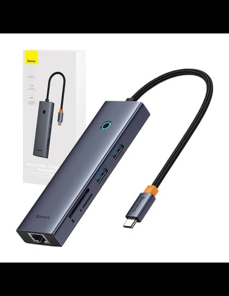 Baseus UltraJoy HUB 7v1 7-portový USB-C / HDMI4K@30Hz, 2xUSB-A 3.0, USB-C PD, RJ45, SD/TF3.0