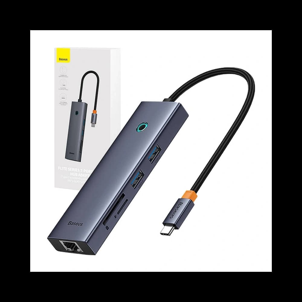Baseus UltraJoy HUB 7v1 7-portový USB-C / HDMI4K@30Hz, 2xUSB-A 3.0, USB-C PD, RJ45, SD/TF3.0 - 1