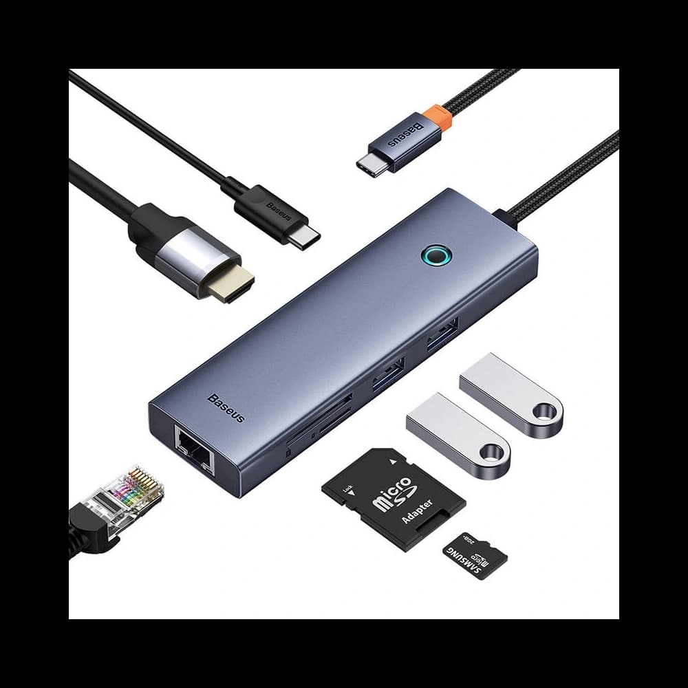Baseus UltraJoy HUB 7v1 7-portový USB-C / HDMI4K@30Hz, 2xUSB-A 3.0, USB-C PD, RJ45, SD/TF3.0 - 7