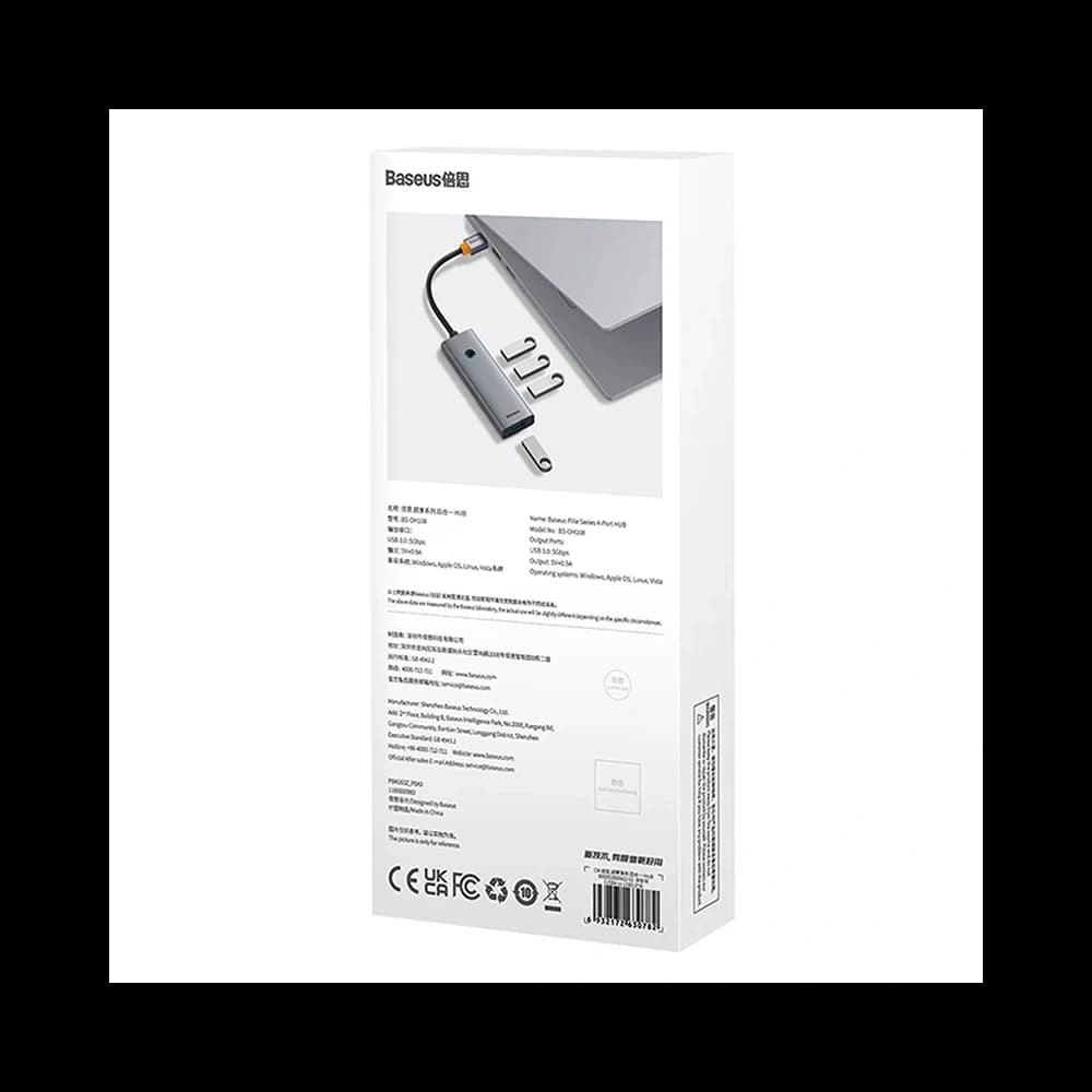 Baseus UltraJoy HUB 4v1 adaptér USB-A / 4xUSB-A 3.0 (šedý) - 8