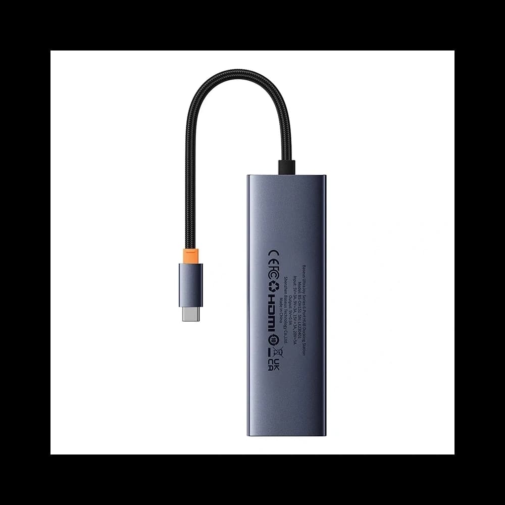 Baseus UltraJoy HUB 6v1 USB-C / HDMI4K@30Hz, 3xUSB-A 3.0 + USB-C PD + RJ45 (šedá) - 2