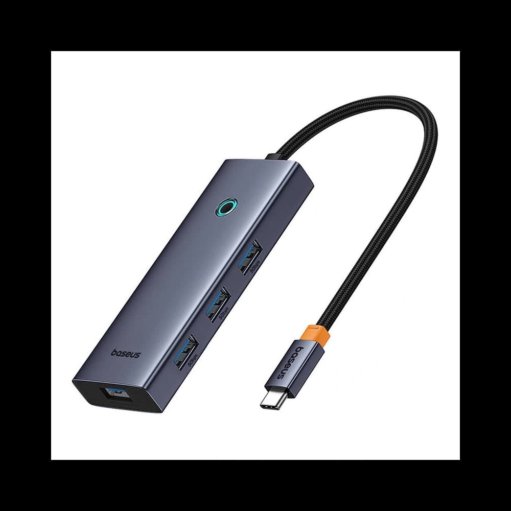 Baseus UltraJoy HUB 5v1 USB-C / 4xUSB-A 3.0, USB-C PD (šedá) - 3
