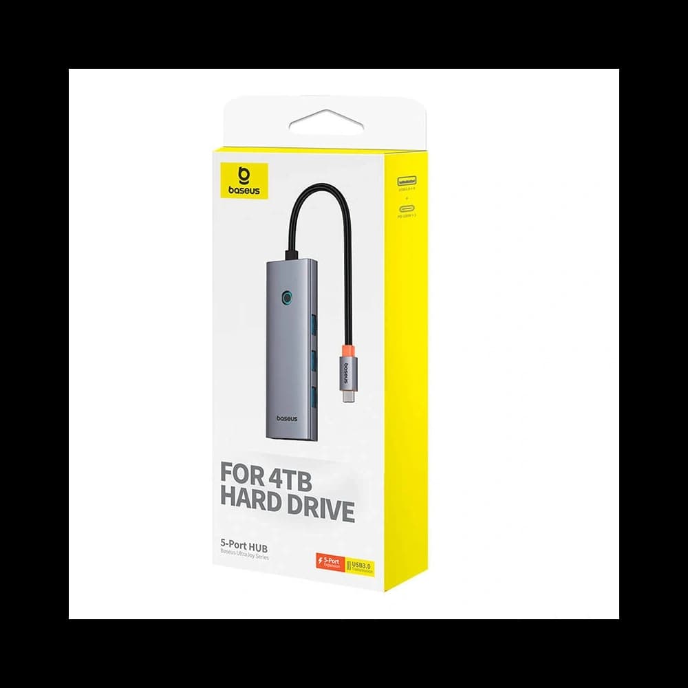 Baseus UltraJoy HUB 5v1 USB-C / 4xUSB-A 3.0, USB-C PD (šedá) - 7