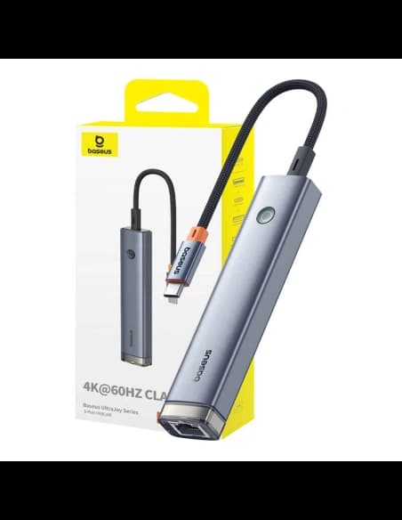 Baseus Ultra Joy HUB 5v1 USB-C / HDMI 2xUSB3.0, USB-C PD, RJ45 (šedá)