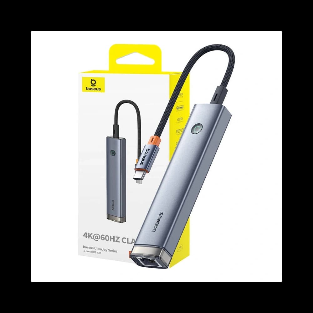 Baseus Ultra Joy HUB 5v1 USB-C / HDMI 2xUSB3.0, USB-C PD, RJ45 (šedá) - 1