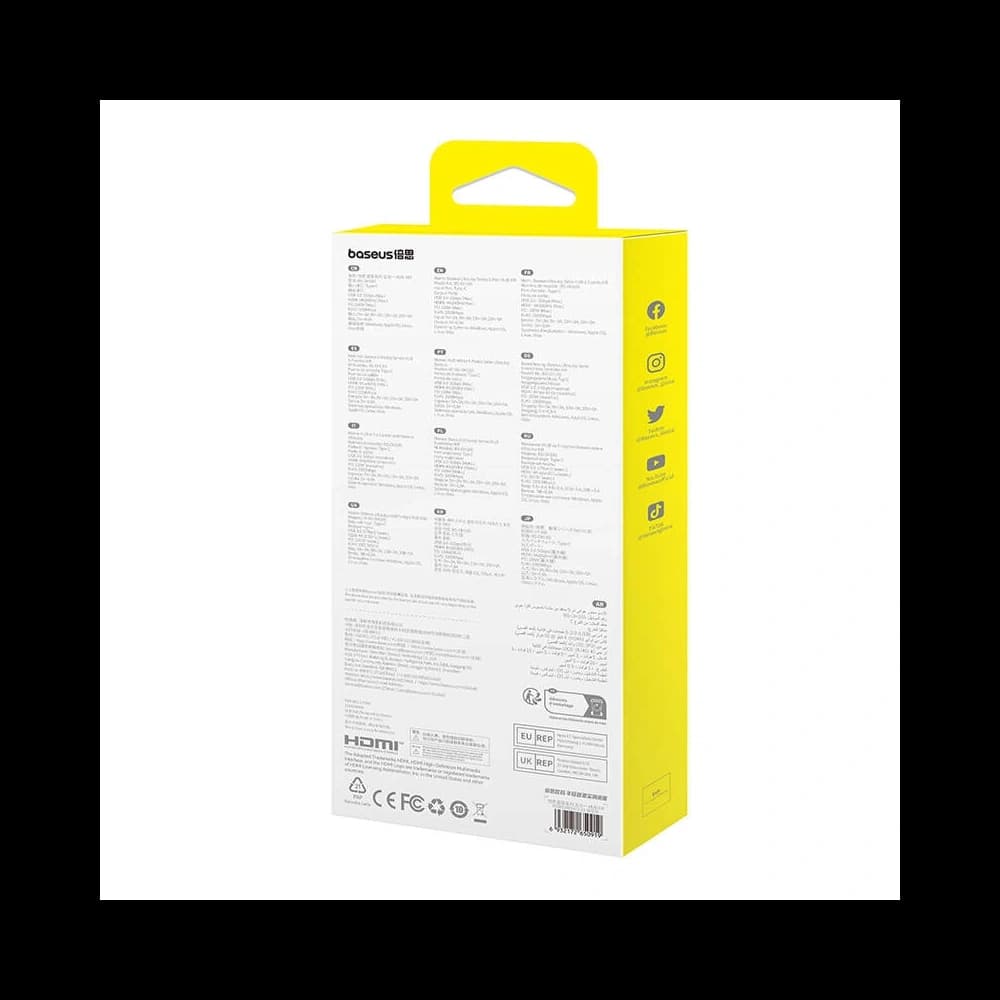 Baseus Ultra Joy HUB 5v1 USB-C / HDMI 2xUSB3.0, USB-C PD, RJ45 (šedá) - 6