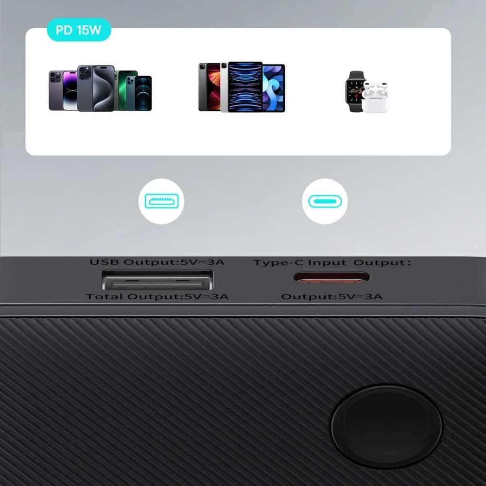 Powerbank Baseus Airpow Lite 10000mAh 15W mit Baseus Simple USB-C Kabel 30cm schwarz - 7