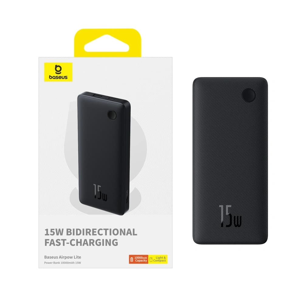 Powerbank Baseus Airpow Lite 10000mAh 15W mit Baseus Simple USB-C Kabel 30cm schwarz - 8