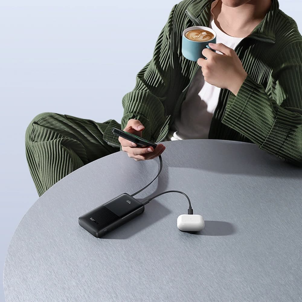 Powerbank Baseus Bipow 2 10000mAh 20W mit digitalem Display + integriertem USB-C-Kabel schwarz - 10