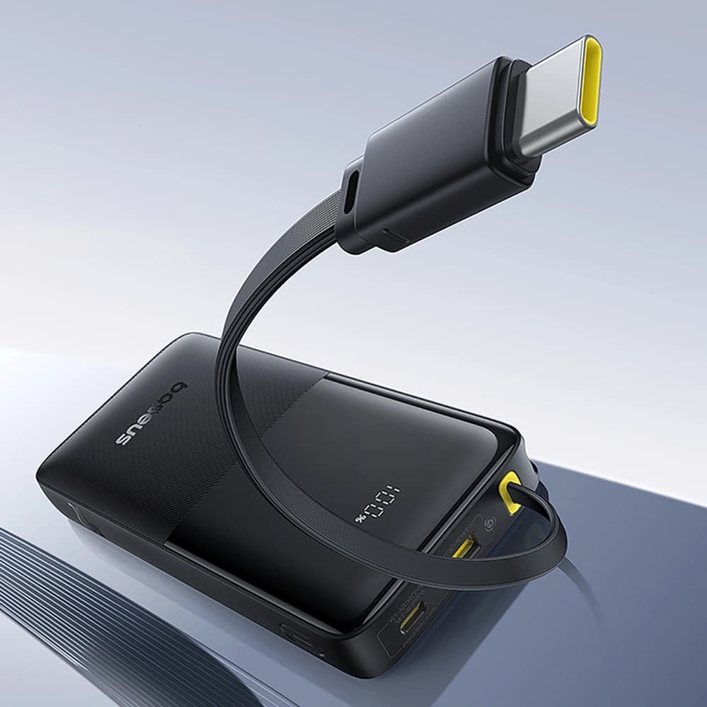 Powerbank Baseus Bipow 2 10000mAh 20W mit digitalem Display + integriertem USB-C-Kabel schwarz - 12