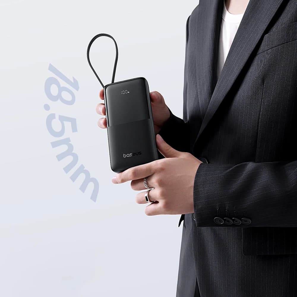 Powerbank Baseus Bipow 2 10000mAh 20W mit digitalem Display + integriertem USB-C-Kabel schwarz - 18