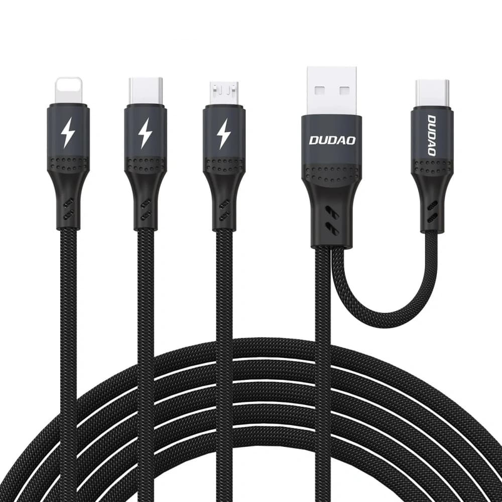 Dudao L3W USB-A / USB-C Lightning / USB-C / MicroUSB Kabel 66W schwarz - 1