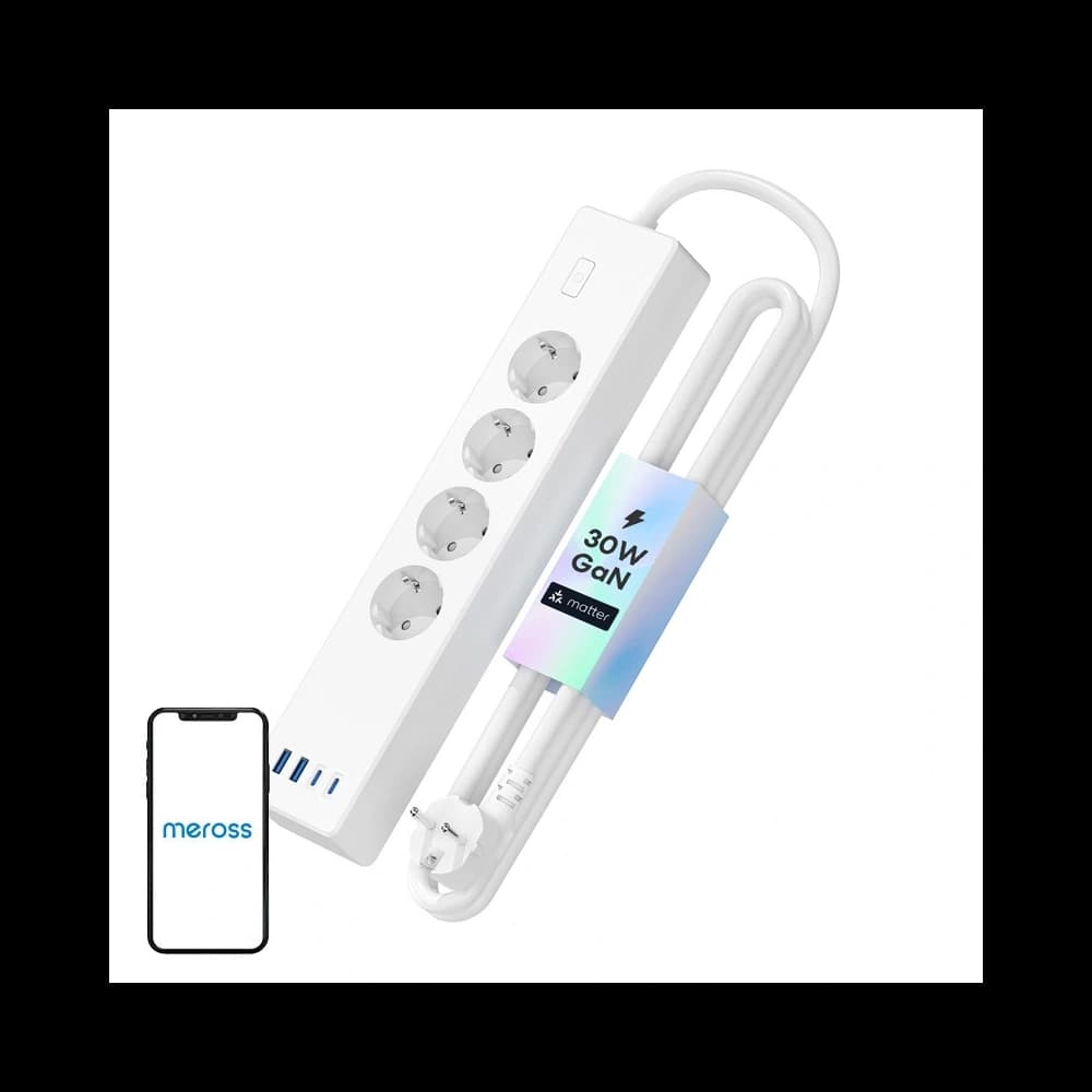 Meross MSP844(EU) Priză Inteligentă cu Încărcare Rapidă, 4xAC, 2xUSB-A, 2xUSB-C (Matter)