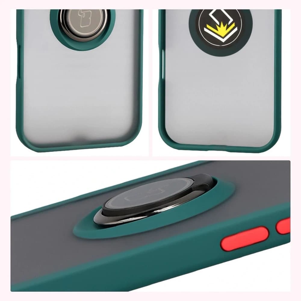 Bizon Case Hybrid Ring Apple iPhone Air smoky with a dark green frame - 4