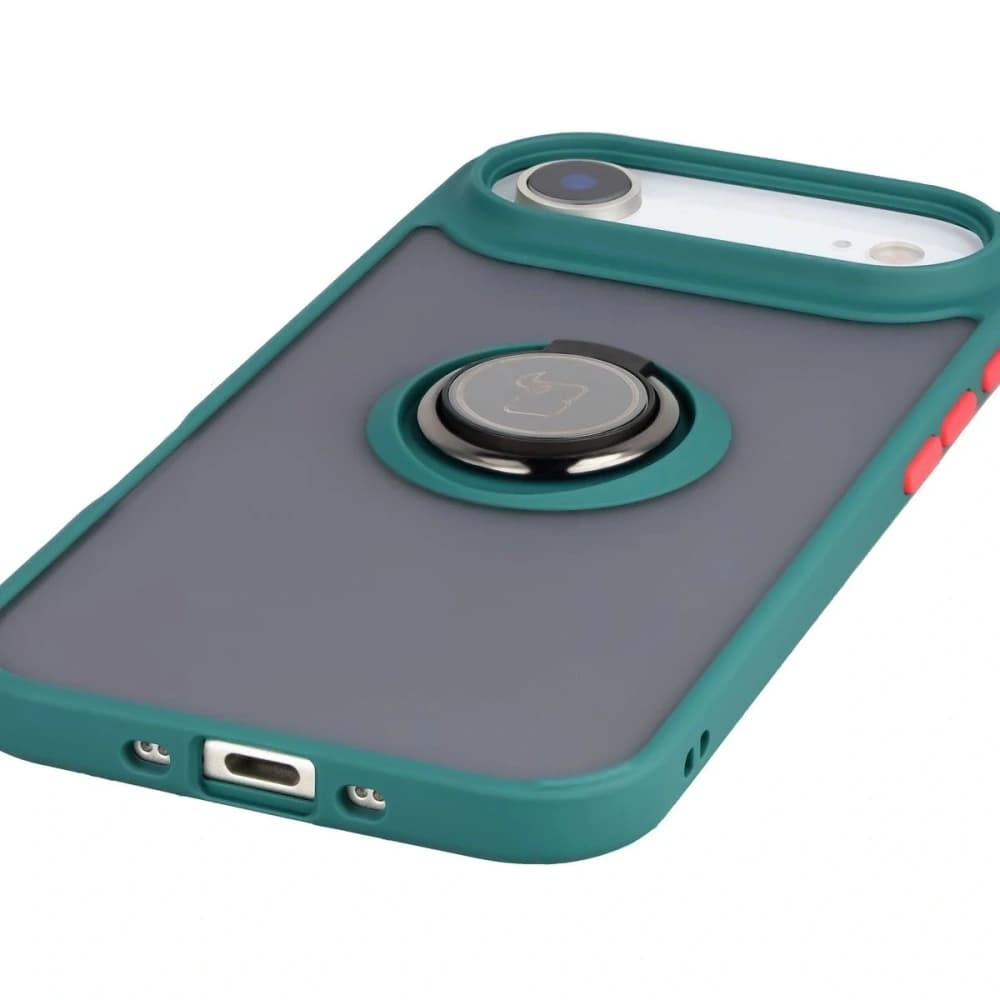 Bizon Case Hybrid Ring Apple iPhone Air smoky with a dark green frame - 5