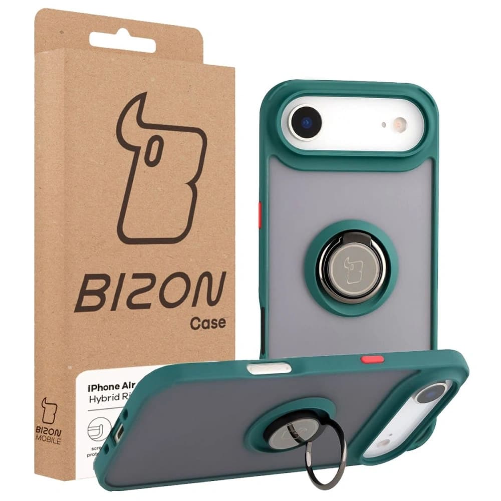 Bizon Case Hybrid Ring Apple iPhone Air smoky with a dark green frame - 7