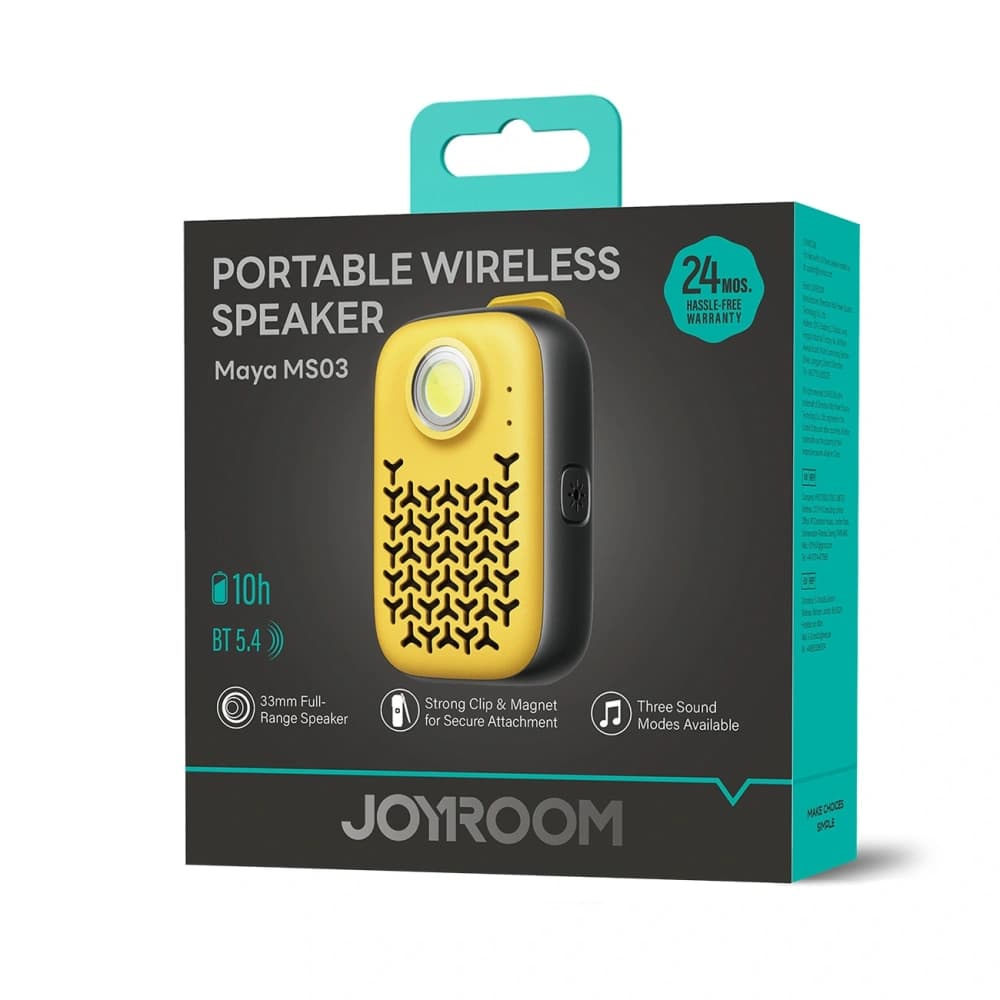 Joyroom Maya JR-MS03 Hordozható Hangszóró IP67 Bluetooth 5.4 Beépített Zseblámpával Sárga - 2