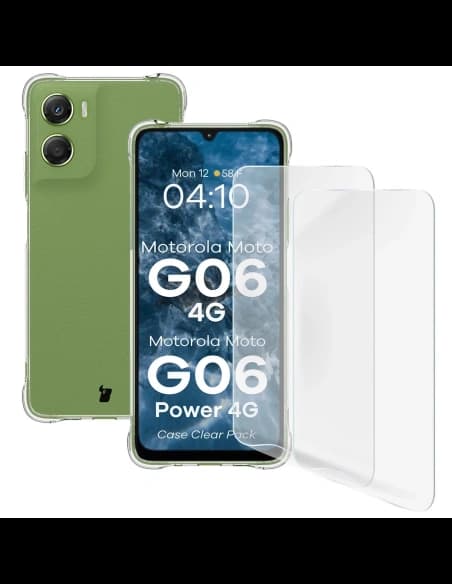 Bizon Case Clear Pack case + 2x screen film Motorola Moto G06 4G / G06 Power 4G